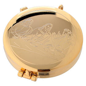 Gold plated pyx with engraved Last Supper 2 in