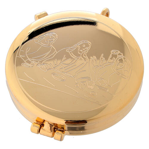 Gold plated pyx with engraved Last Supper 2 in 1