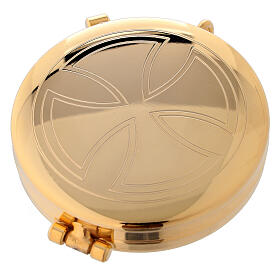 Pyx in gold plated brass with engraved Consecration Cross 5.3 cm
