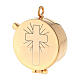 Eucharistische Versehpatene Kreuz mit Strahlen 5.3cm Messing s1