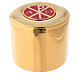 Host container in brass with enamel decoration diam. 8 cm s1