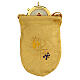 Bolsa dourada com caixa de hóstias esmaltada 5 cm, crucifixo e purificatório s1
