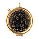 Golden burse with white decorations and a 2 in pyx s2