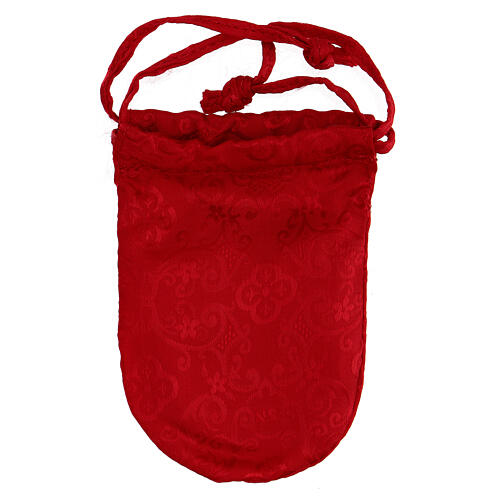 Bolsa cetim vermelho com caixa de hóstias 5 cm, sanguíneo e crucifixo 6