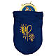 Blue satin viaticum burse with 24K gold plated brass pyx of 5 cm s1