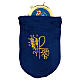 Bolsa cetim azul com caixa de hóstias 5 cm, sanguíneo e crucifixo s1
