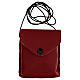 Estojo porta viático couro natural vermelho com corda e caixa de hóstias 7,5 cm s6