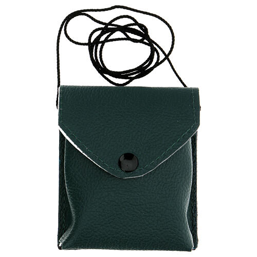 Estuche para viático color verde de verdadero cuero con cuerda y relicario d. 7,5 cm 6