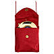 Rote Viaticum-Tasche aus Damast-Stoff mit Kordel und Versehpatene (7,5 cm) s1