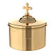Gold plated brass altar bread box with cross h 2 3/4 in s1