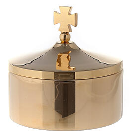 Gold plated brass howts box, diameter 8 cm