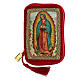 Rote Versehtasche mit Darstellung der Madonna von Guadalupe, Versehpatene mit Durchmesser von 5,5 cm s1