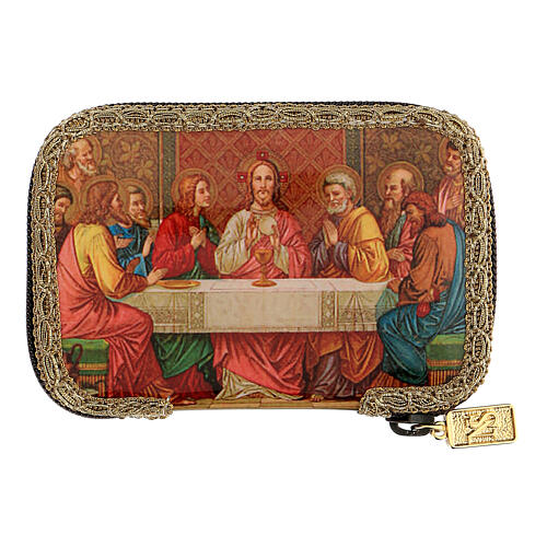 Orange Viaticum-Tasche mit Darstellung des letzten Abendmahls mit Versehpatene, 5,5 cm 7
