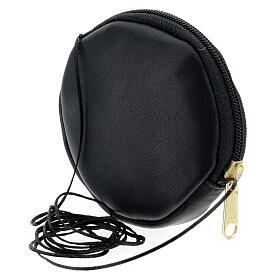 Round black leather burse for pyx 3 in with string