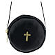 Round black leather burse for pyx 3 in with string s1