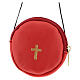 Red real leather case, red cross 8 cm s1