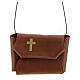 Communion set case with cross and purifier brown leather s1