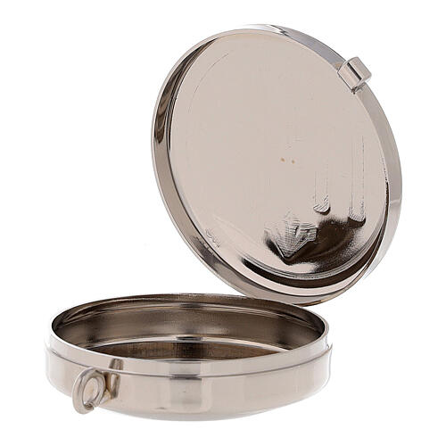 Teca Eucaristica IHS ottone tono argento lucido 5 cm 3