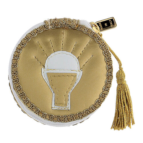 Viaticum-Tasche aus goldenem Kunstleder, 3 x 10 cm 2