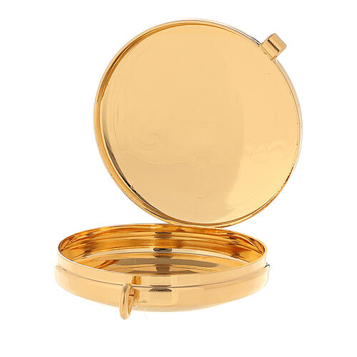 Teca per ostie ottone dorato IHS inciso 24k 2x5 cm 2