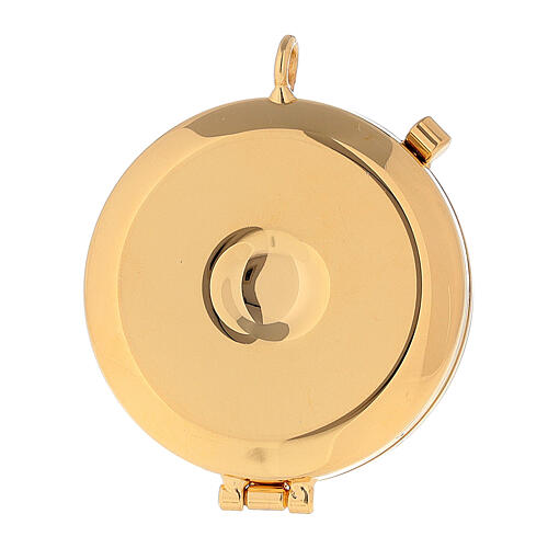 Teca per ostie ottone dorato IHS inciso 24k 2x5 cm 3