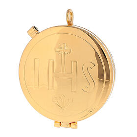 Pyx in 24k gilded brass IHS engraved, 2x5 cm