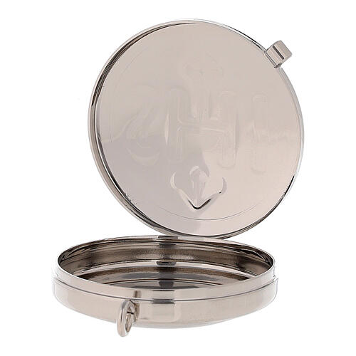 Teca Eucaristica IHS ottone argentato 2x5 cm 2