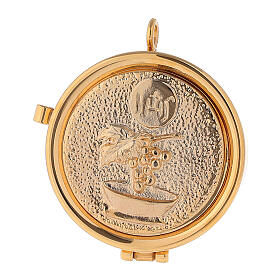 Catholic pyx with golden Eucharist symbol 3x5 cm