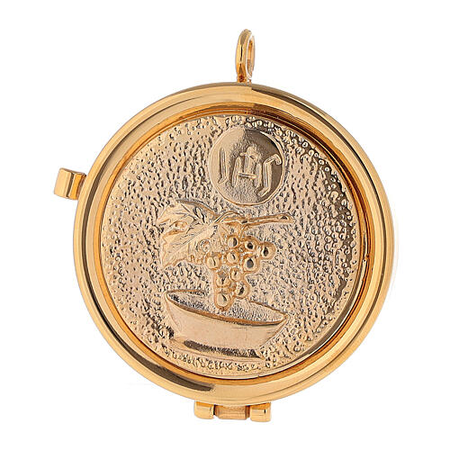 Catholic pyx with golden Eucharist symbol 3x5 cm 1