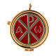Eucharistic Pyx XP Alpha and Omega golden brass 3x5 cm s1