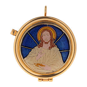 Host case with blessing Christ 3x5.3 cm