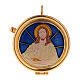 Caixa de hóstias latão placa esmaltada Jesus Cristo abençoando, 3x5,3 cm s1