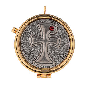 Catholic pyx silver-plated Tau symbol 3x5 cm