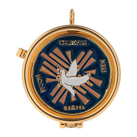 Communion pyx Dove of Peace in golden brass 3x5 cm