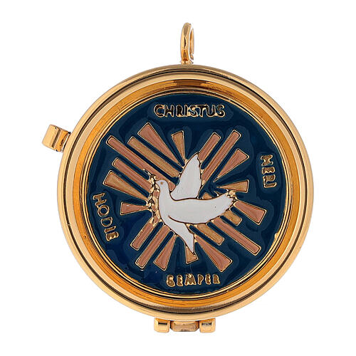 Communion pyx Dove of Peace in golden brass 3x5 cm 1