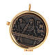 Host case with Last Supper in bronze 3x5.3 cm s1