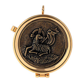 Host case with Lamb of Peace in gold 3x5.3 cm