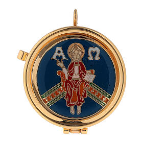 Communion pyx Christ Enthroned colored plaque 3x5 cm