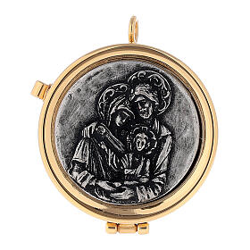 Host case with Holy Family in silver 3x5.3 cm