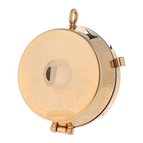 Host case with Holy Family gold and silver 3x5.3 cm 3