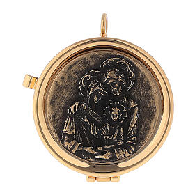 Host case with Holy Family bronze background 3x5.3 cm