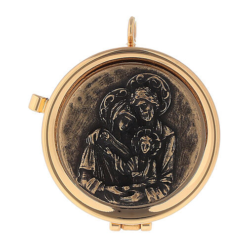 Host case with Holy Family bronze background 3x5.3 cm 1