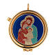 Teca Eucaristica Sacra Famiglia colorata sfondo blu 3x5 cm s1