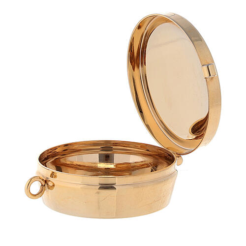 Communion pyx case with golden brass eucharist plaque 3x5 cm 2