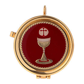Eucharist pyx chalice on red plaque 3x5 cm
