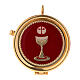 Eucharist pyx chalice on red plaque 3x5 cm s1