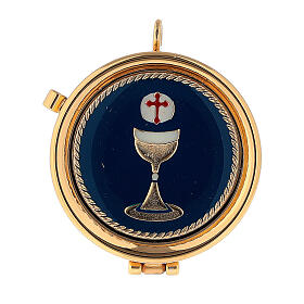 Host case with chalice on blue plaque 3x5.3 cm