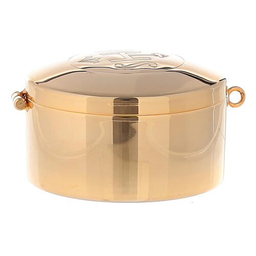 Relicario hostia magna IHS latón dorado 10xx5 cm 1