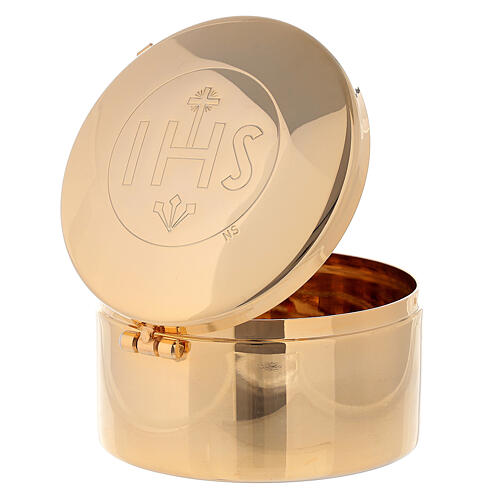 Relicario hostia magna IHS latón dorado 10xx5 cm 2