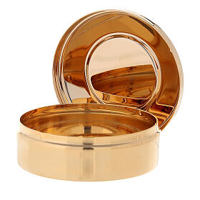 Communion pyx case with silver plated bread and wine plaque 3x10 cm